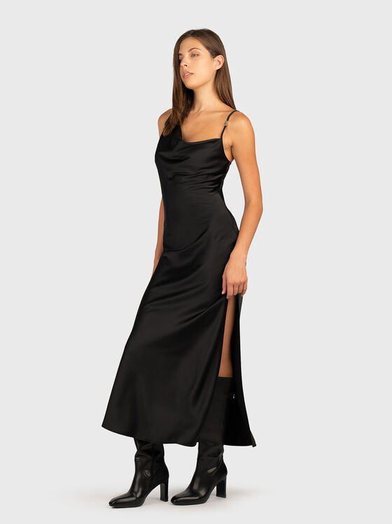 Midi silk dress with accent slit - 1