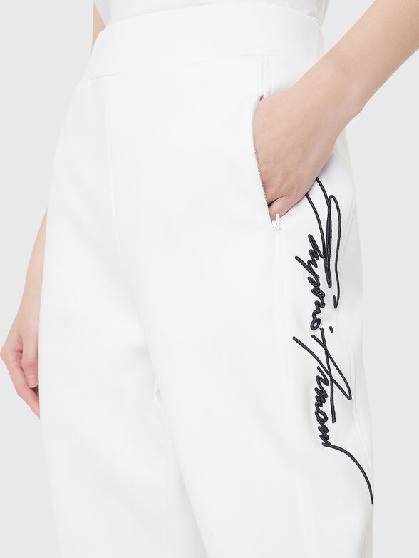 White sports trousers with embroidery - 3