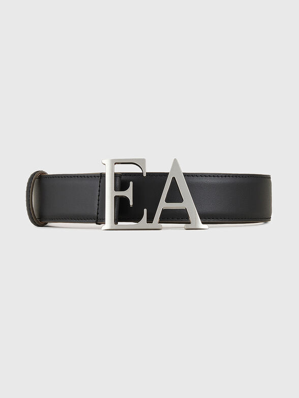 Leather belt with logo buckle - 1
