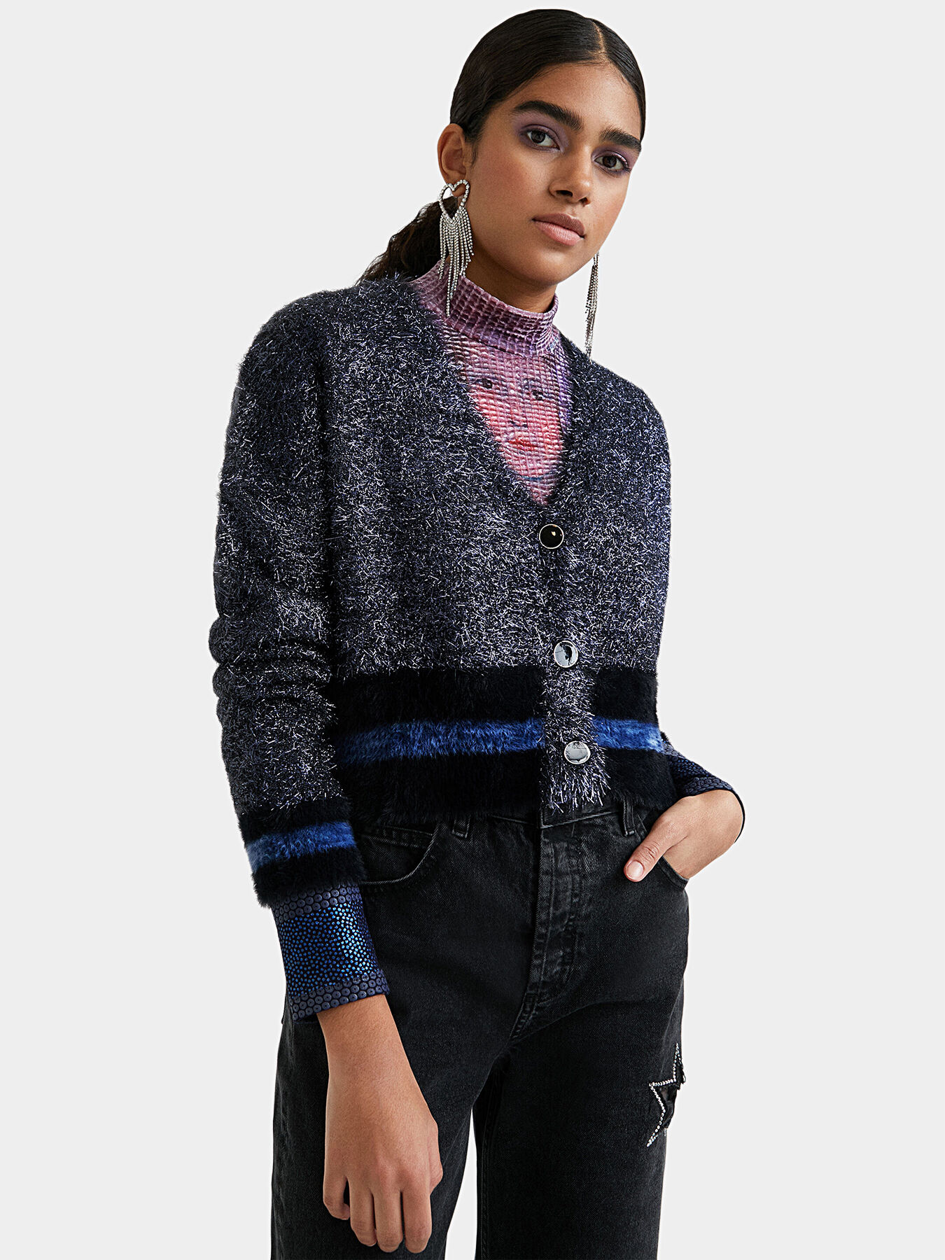 Cardigan with shiny threads brand DESIGUAL Globalbrandsstore en