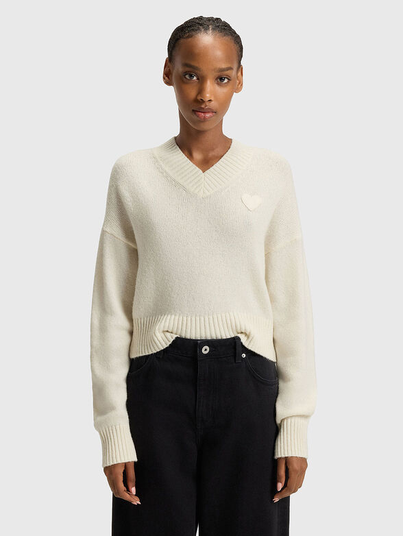 Wool sweater with accent logo - 1