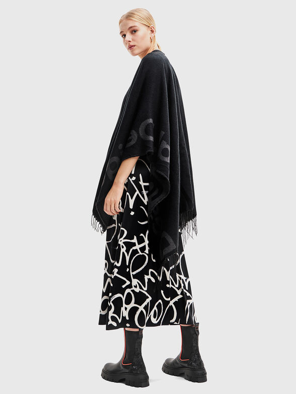 Double-faced poncho with logo inscription - 3