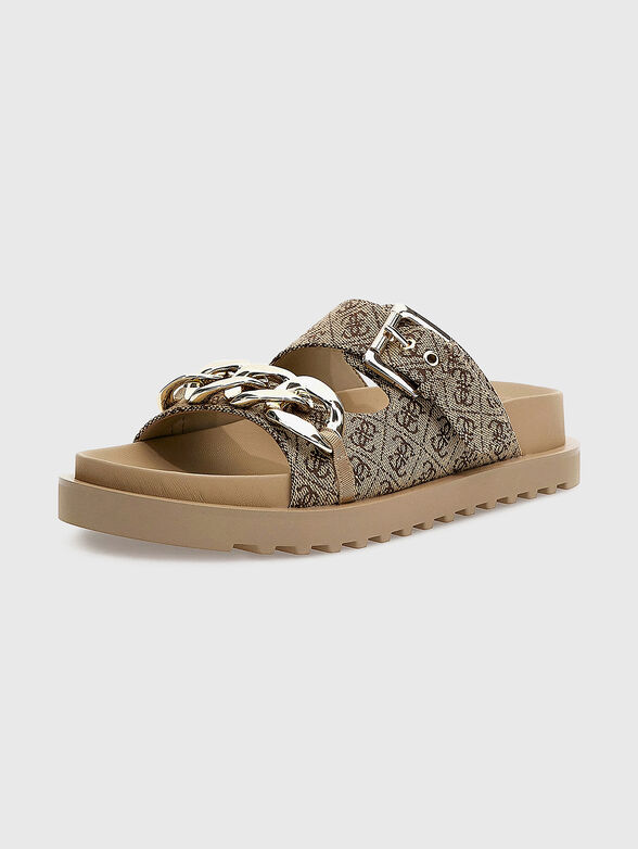 FATEMA brown slippers with logo elements - 2