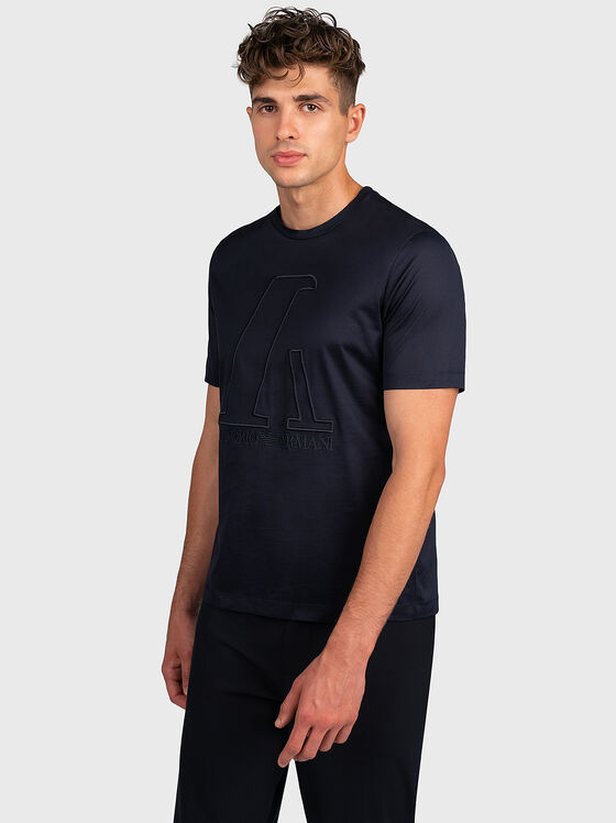 Синя тениска с лого акцент - 1