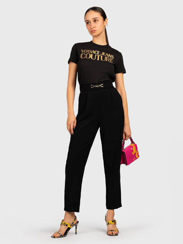 Golden print T-shirt in black - 2