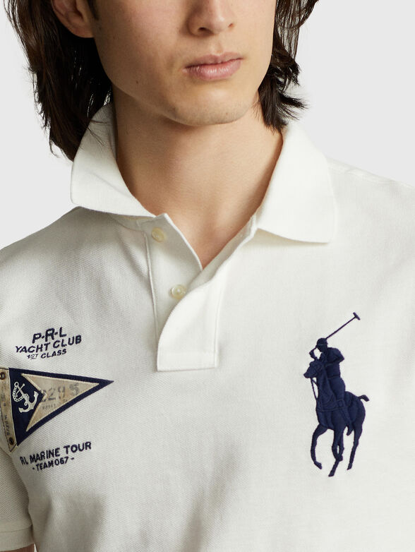 Contrast-logo detail Polo Shirt in white  - 4