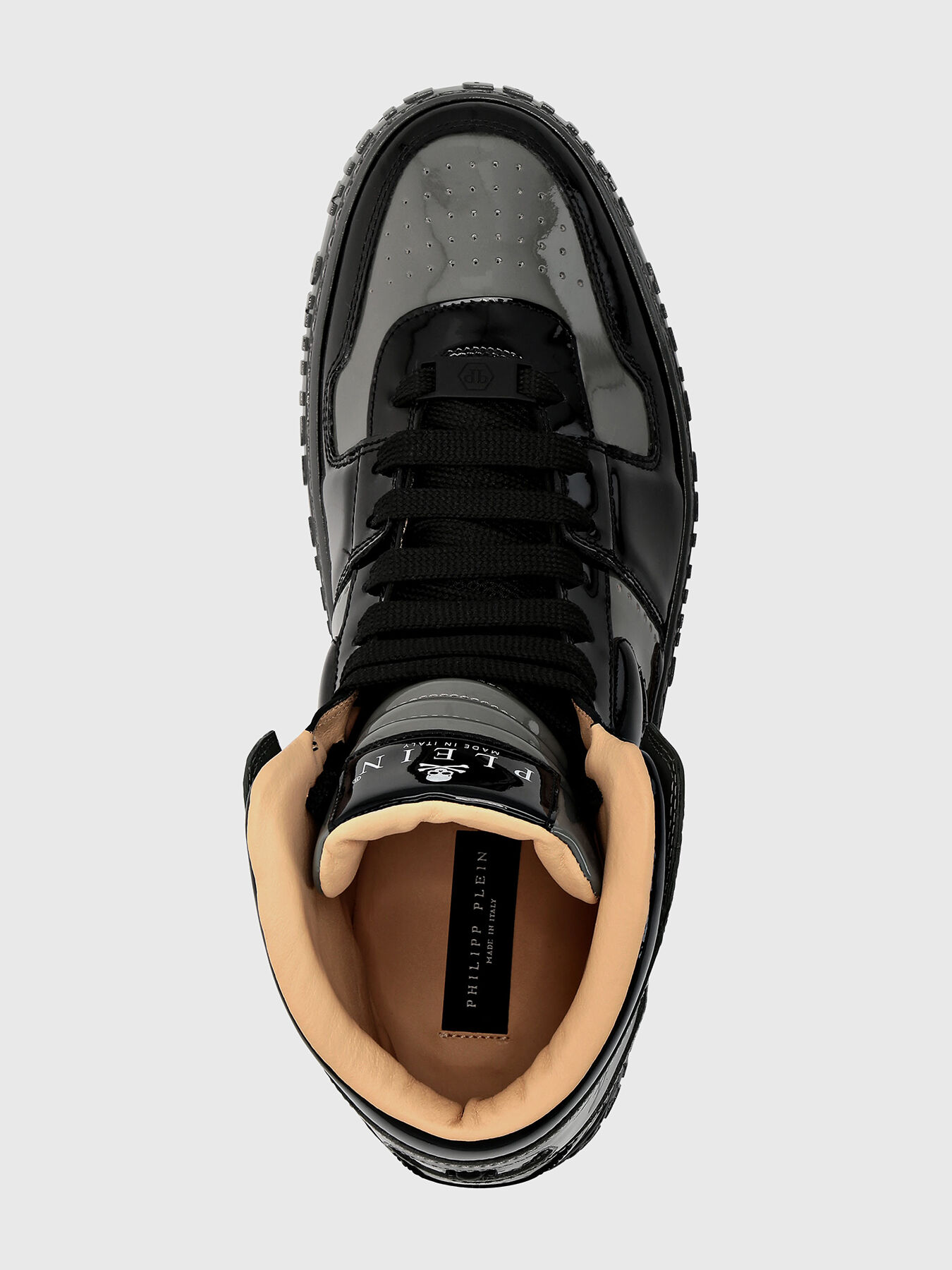 スニーカー PHILIPP PLEIN Men Sneakers FABS USC0263 PLE010N Black Leather Lo-Top Sneaker Hexagon | Philipp Plein