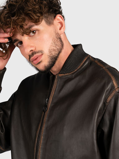 Leather bomber jacket - 5