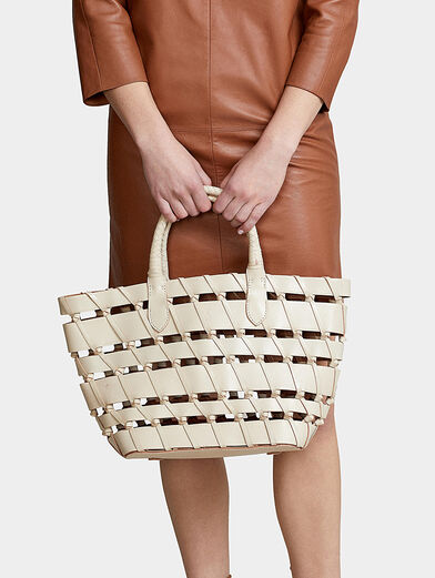 Leather bag with knitted motifs - 2