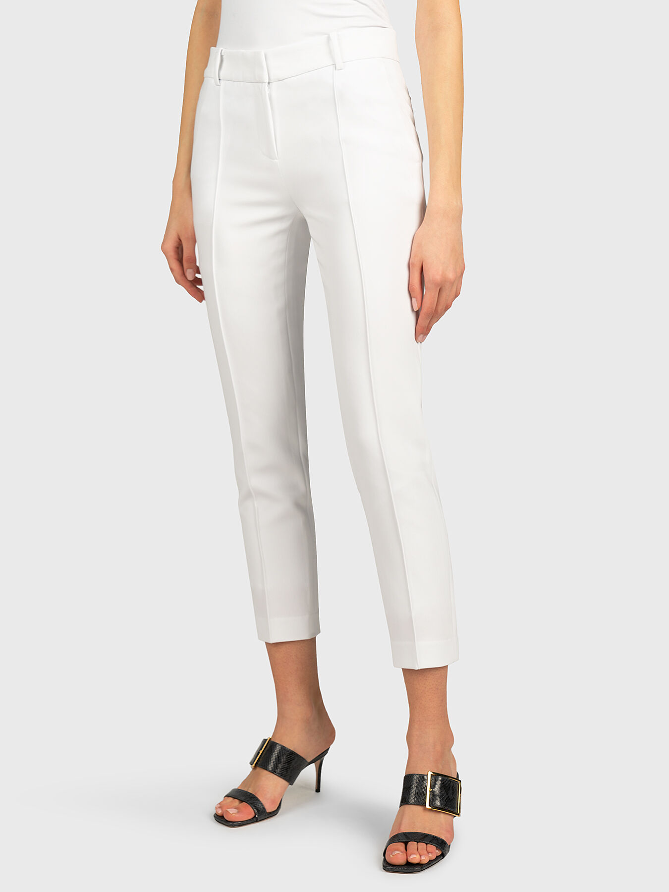 Black slim cropped trousers top
