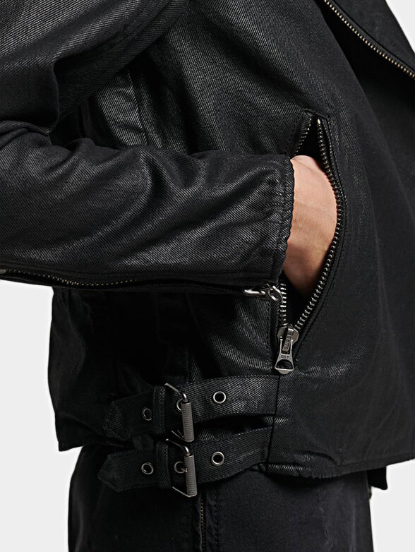Black biker jacket with metal details - 3