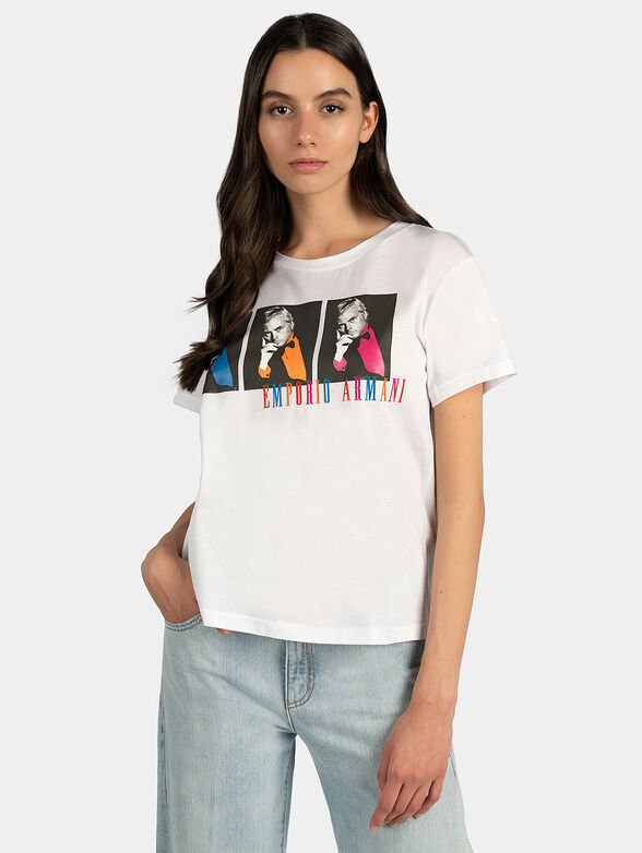 Black cotton t-shirt with print and logo embroidery - 1