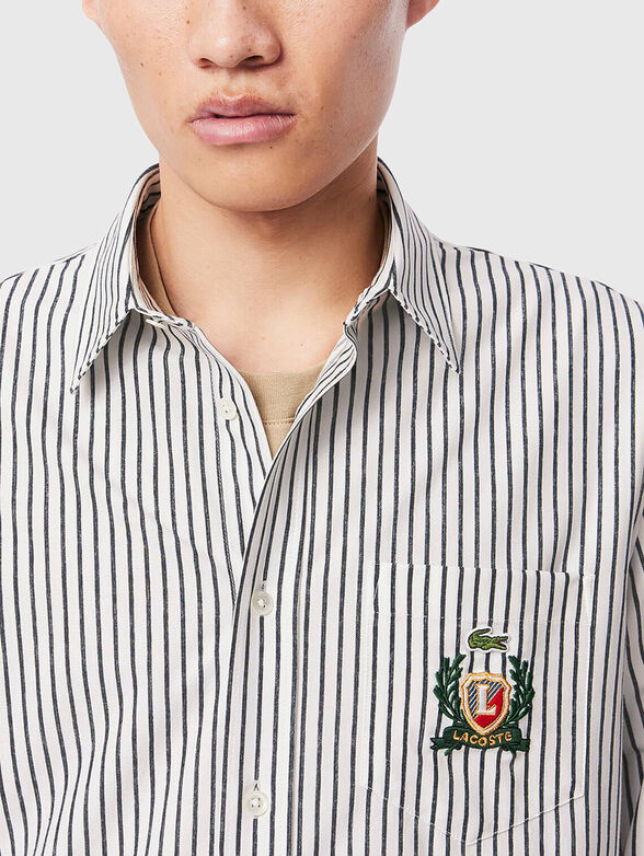 Long sleeved cotton shirt with logo embroidery - 4