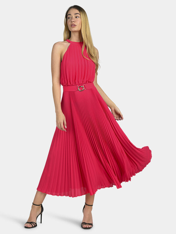 Pleated dress with belt - 1