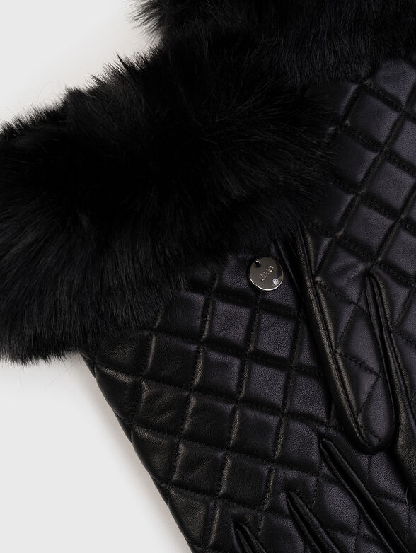 Leather gloves with quilted effect  - 2