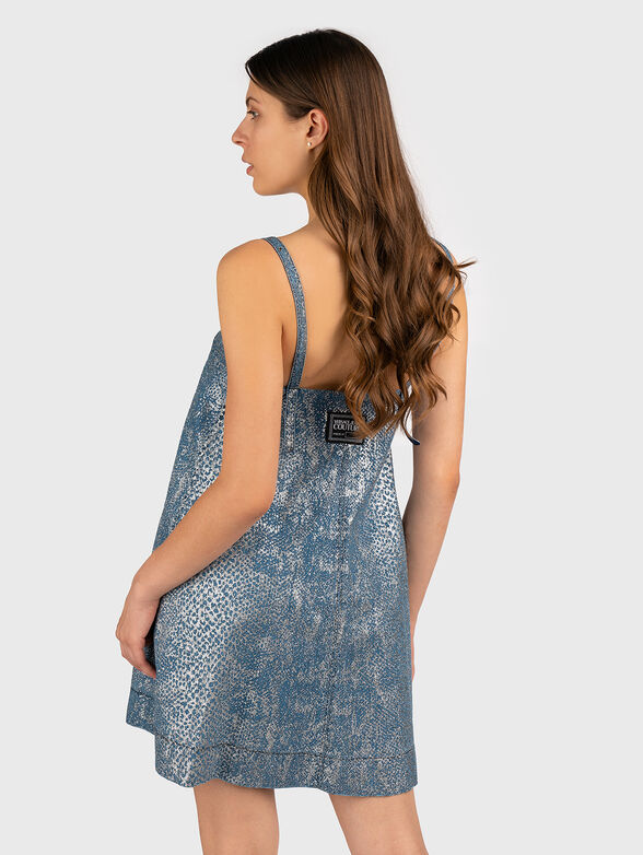 Denim mini dress with silver effect - 2