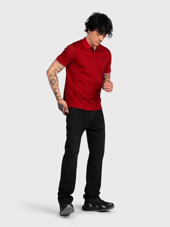 Red polo-shirt with logo detail - 2