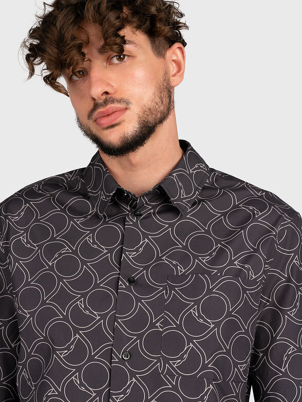 Cotton shirt with contrasting print - 4