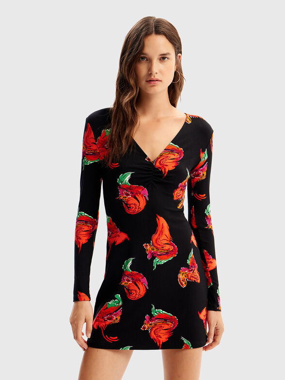 Ribbed floral mini dress - 1