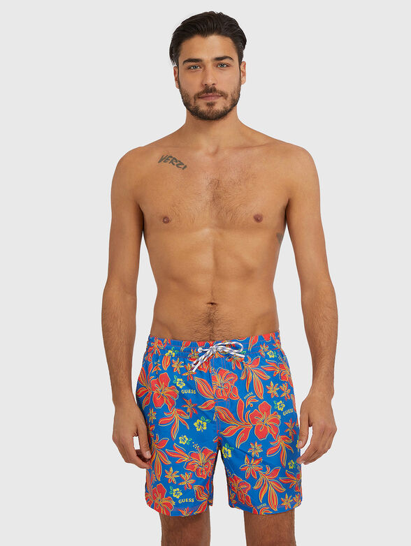 IBISCUS blue swimtrunks with floral print - 1