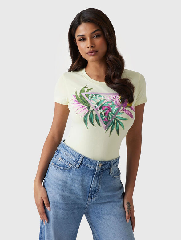 Light blue T-shirt with oval neckline - 1