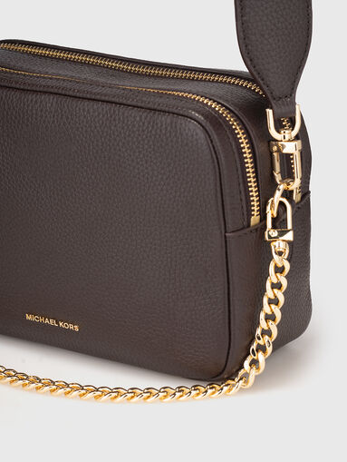 Leather bag with long strap and logo - 5