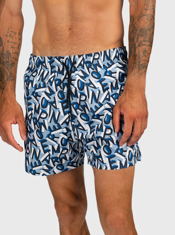Плажни шорти с лого принт - 1