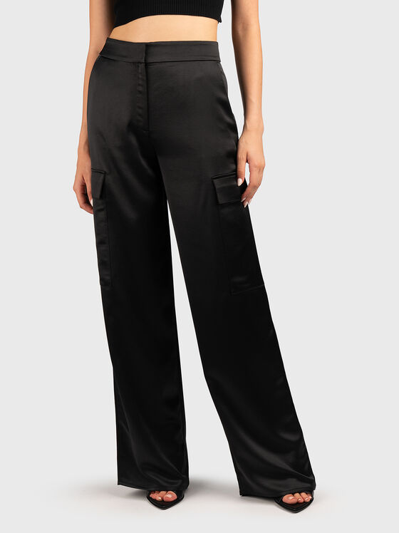 HAKILA black cargo pants with satin effect - 1