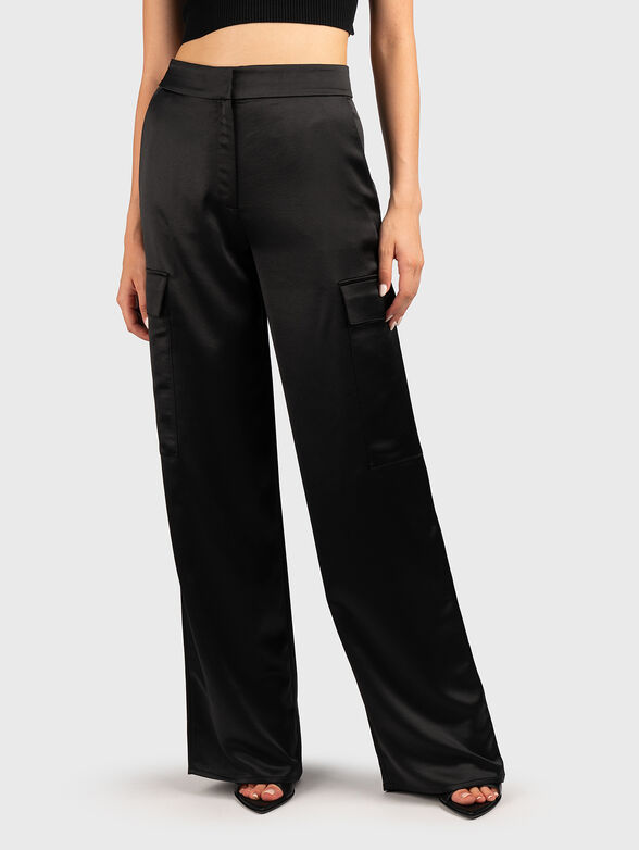 HAKILA black cargo pants with satin effect - 1