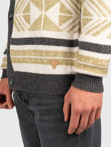 Jacquard button cardigan - 5