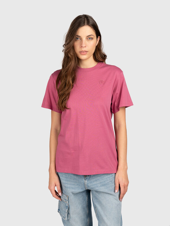 T-shirt with oval neckline and logo - 1