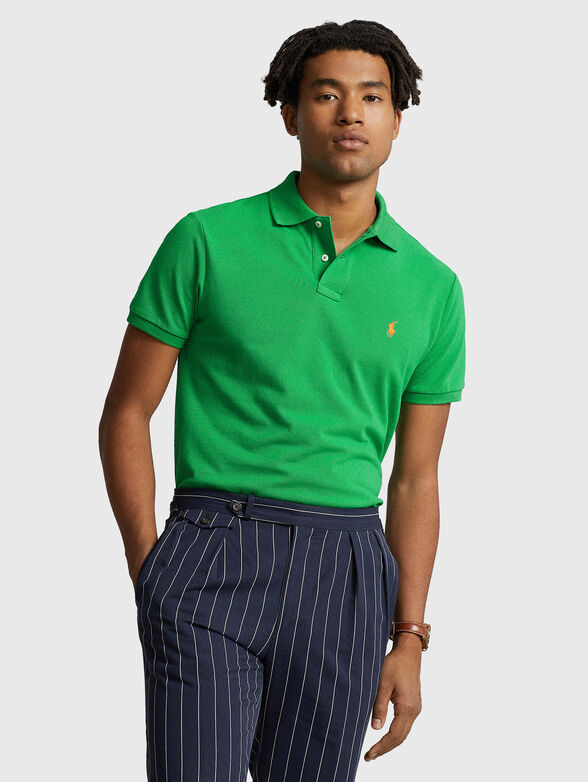 Polo shirt with contrast logo in green - 1