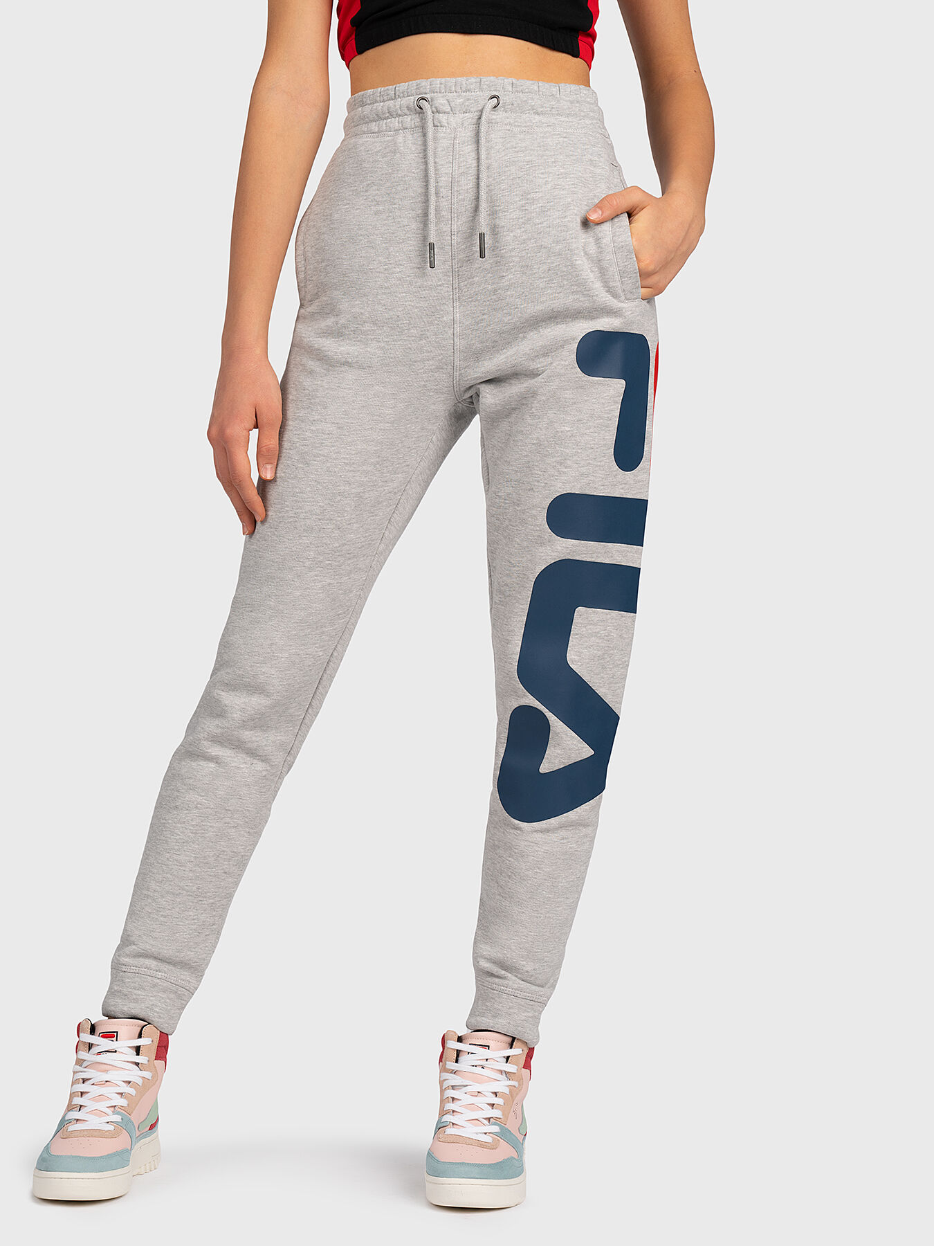 Grey joggers with logo print brand FILA Globalbrandsstore en