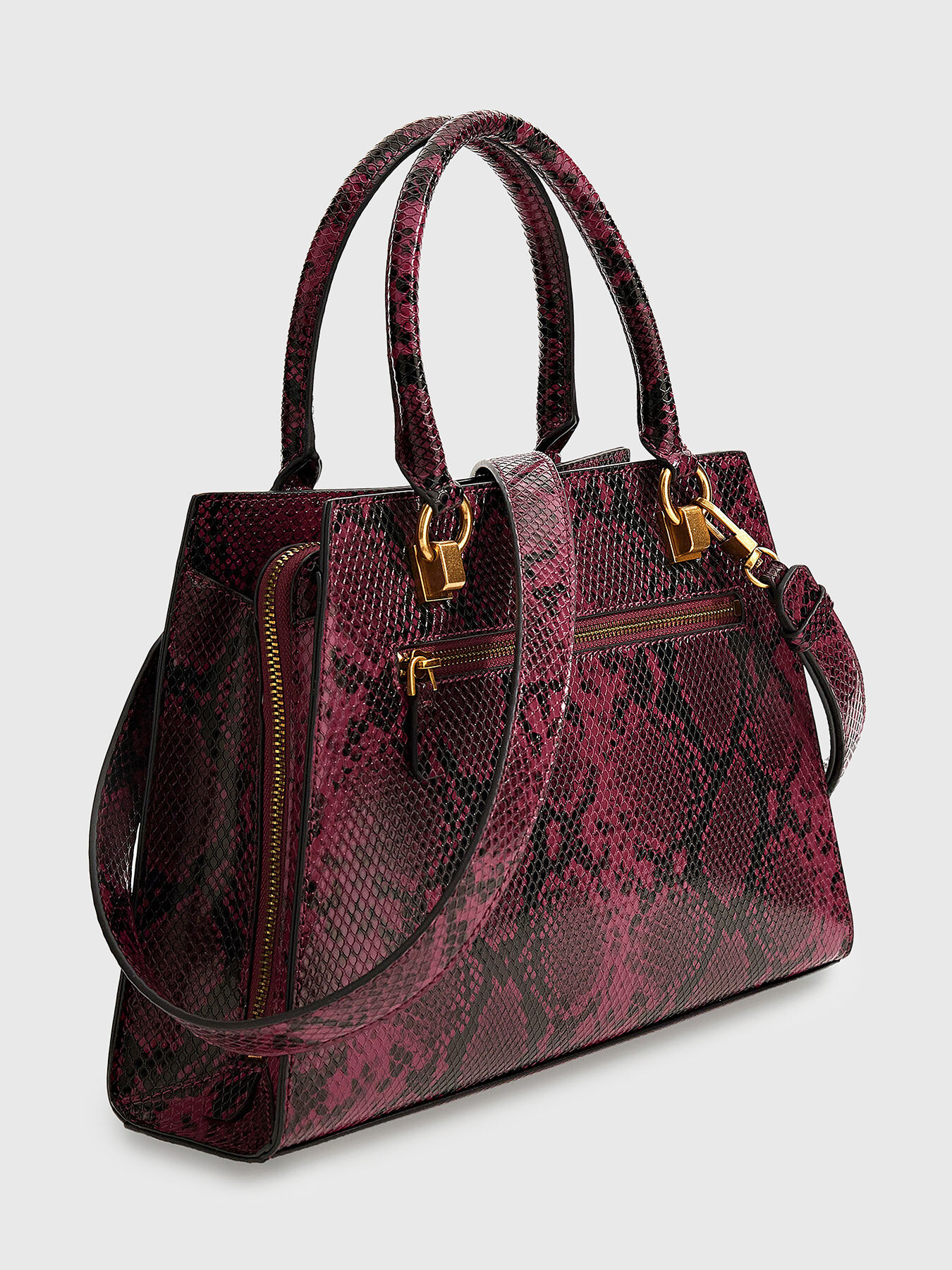 KATEY bag with snake texture in burgundy brand GUESS