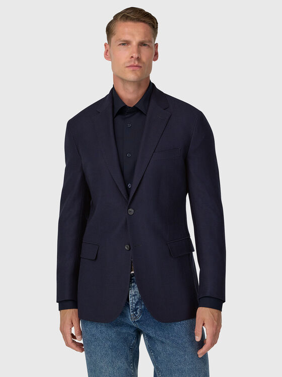 Едноредно сако от вълна с десен тип рибена кост - 1