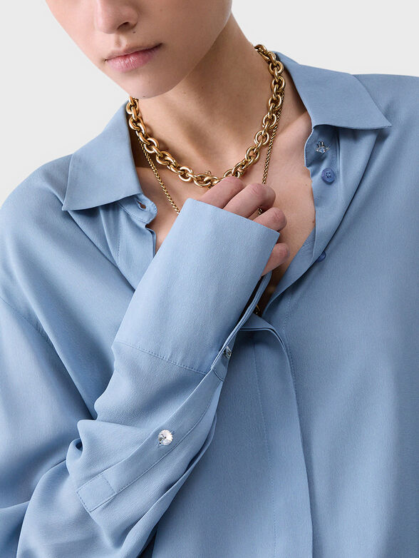 Blue viscose shirt - 4