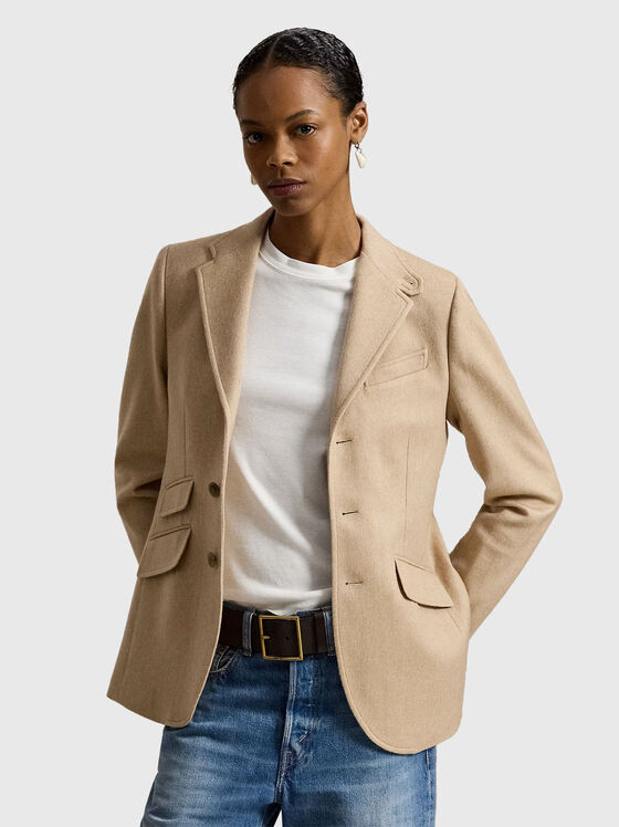 Бежово едноредно сако от вълна - 1