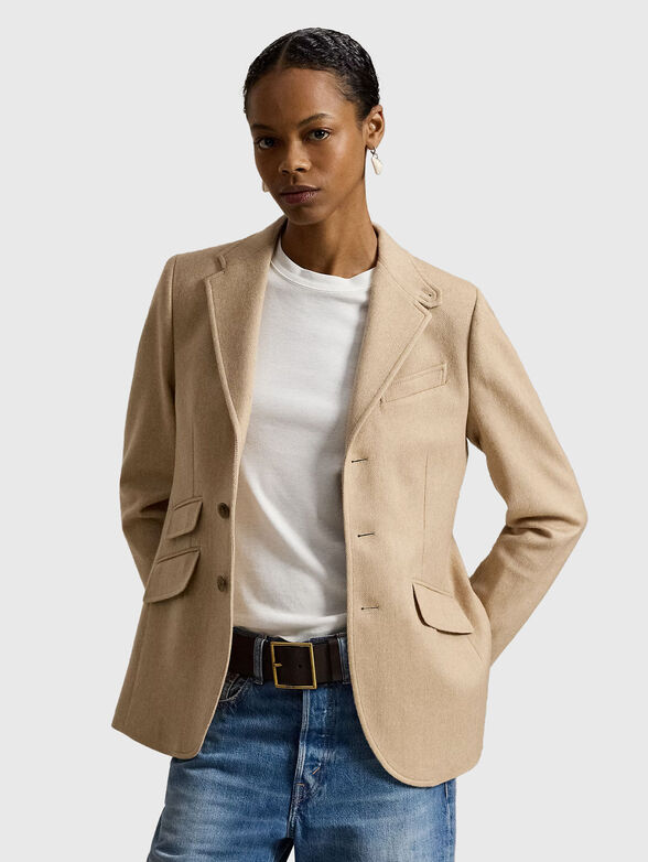 Beige single breasted wool jacket - 1