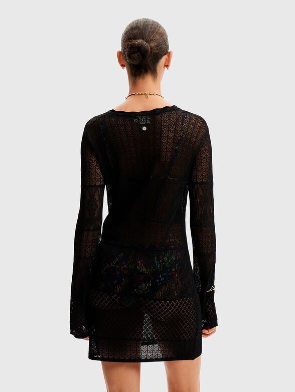 Openwork black mini dress - 2