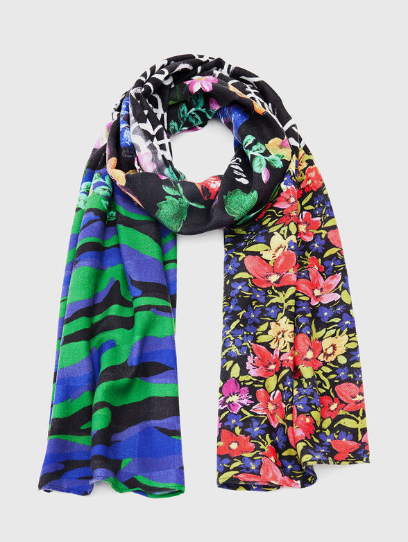 Scarf with multicoloured print - 1