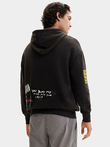Black hooded sweatshirt with multicolor print - 3