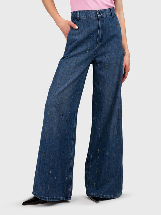 Wide-leg jeans with rhinestones