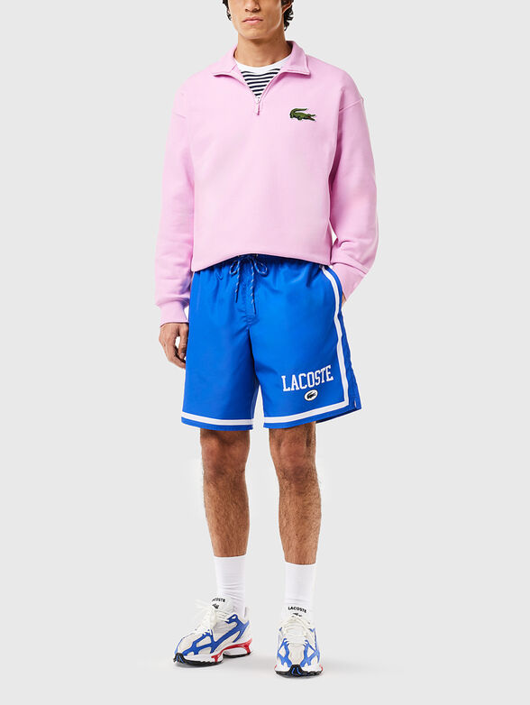 Blue beach shorts with contrast logo - 4