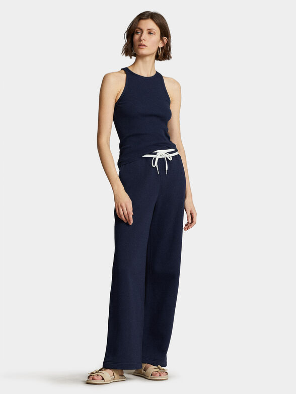 Blue trousers with logo embroidery - 4