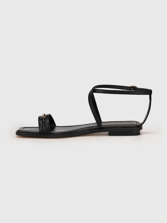 Leather sandals with logo - 4