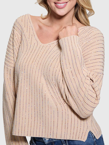 V-neck sweater with rhinestones - 4