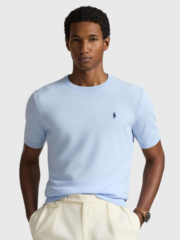 Short-sleeved sweater in blue - 1