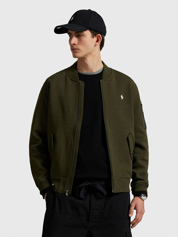 Sweatshirt with zip and logo embroidery - 1