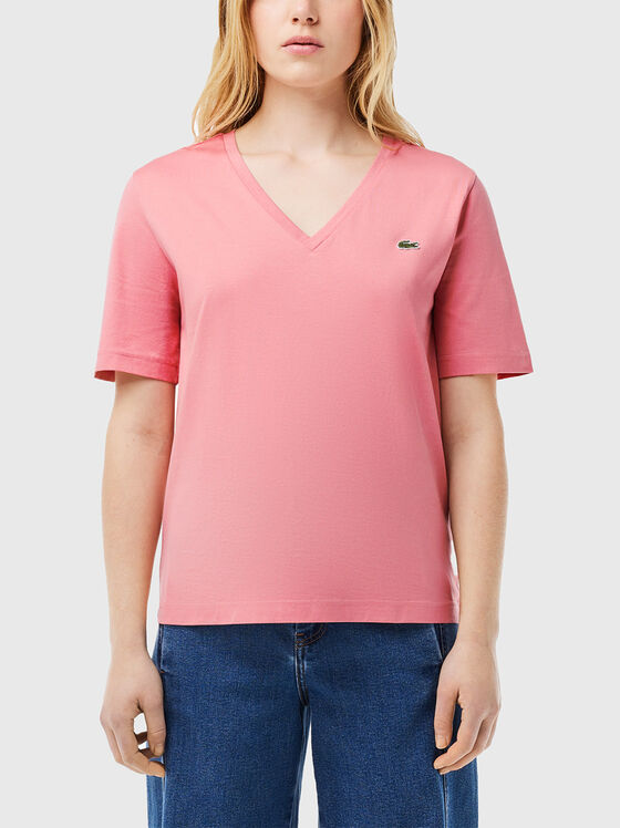 Black T-shirt with V-neck - 1