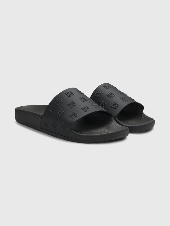 Black beach slippers with logo - 3